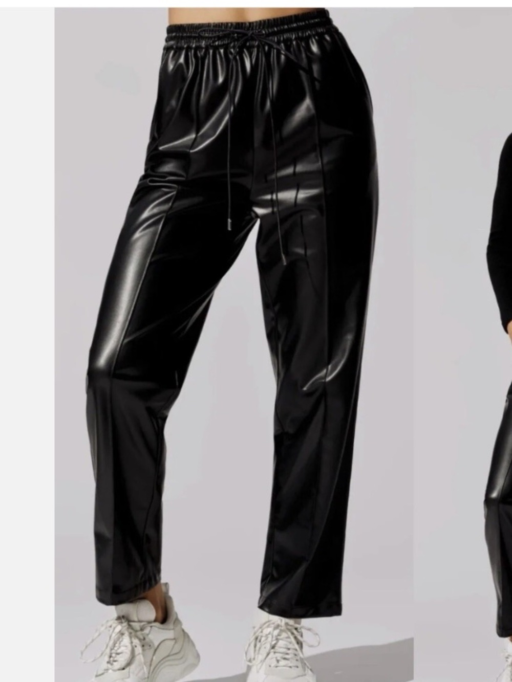 Jonathan Simkhai Black Faux Leather Jogger Pants